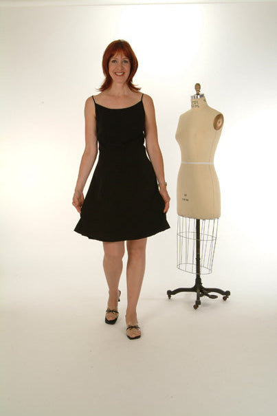 Vivien little black dress, front view with simple elegance